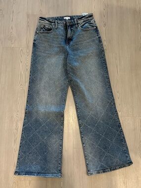 Good American Wide-Leg Embellished Jeans